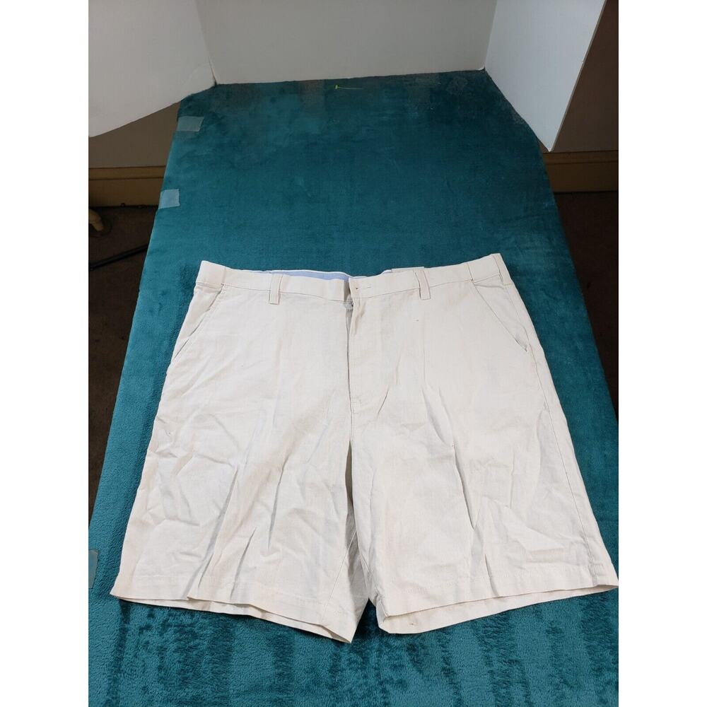 Croft & Barrow Shorts Size 42 Mens Beige Bermuda Linen Blend Flat Preppy NWT